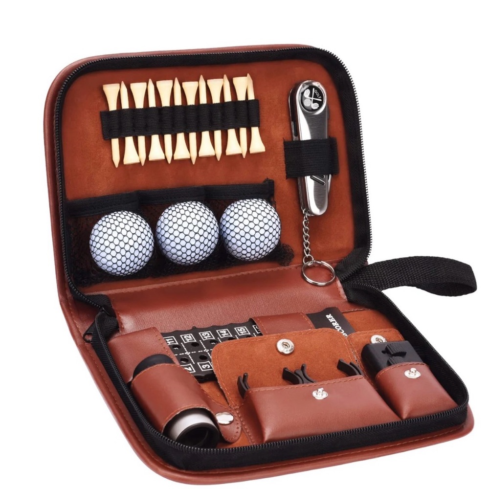 Jiskan Golf Gifts Accessories Case Balls Rangefinder Tees Brush Divot Scorer
